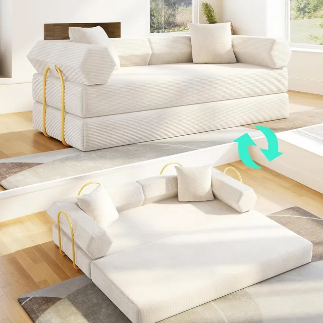 QQR 79" Hex Arm Futon Sofa Bed